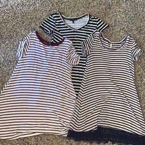 3 striped medium/small women/junior dresses teeshirt style very good condition